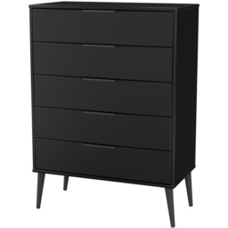 Crowndale Hong Kong 5 Drawer Matt Black Chest of Drawers Ready Assembled - thumbnail 4