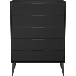 Crowndale Hong Kong 5 Drawer Matt Black Chest of Drawers Ready Assembled - thumbnail 2