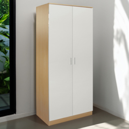 Brooklyn Oak and Cream High Gloss 2 Door Wardrobe
