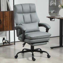 Portland Grey PU Leather Executive Office Chair with Armrests - thumbnail 1