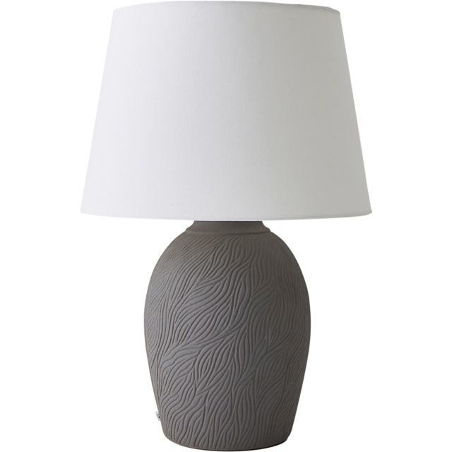 ValueLights Clint Linen Tapered Shade Grey Etched Hand Finished Ceramic Table Lamp - image 1