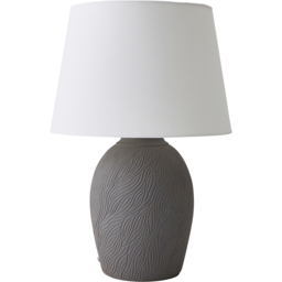 ValueLights Clint Linen Tapered Shade Grey Etched Hand Finished Ceramic Table Lamp