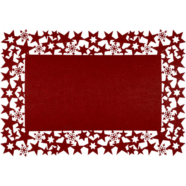 St Helens Felt Maroon Star and Snowflake Table Mat 30 x 45cm 2 Pack - image 1