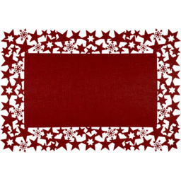 St Helens Felt Maroon Star and Snowflake Table Mat 30 x 45cm 2 Pack
