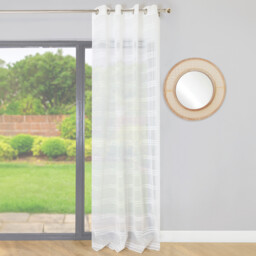 Whitstable White Tufted Stripe Voile Curtain 140cm