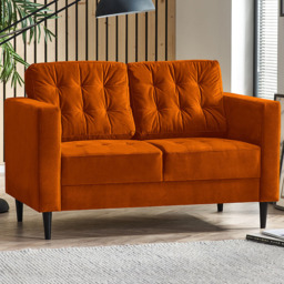 Furniturebox Josie Burnt Orange 2 Seater Velvet Sofa - thumbnail 1