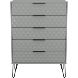 Crowndale Harlequin 5 Drawer Dusk Grey Chest of Drawers Ready Assembled - thumbnail 3