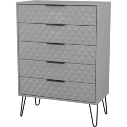Crowndale Harlequin 5 Drawer Dusk Grey Chest of Drawers Ready Assembled - thumbnail 2