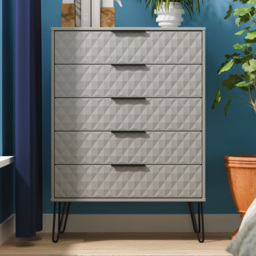 Crowndale Harlequin 5 Drawer Dusk Grey Chest of Drawers Ready Assembled - thumbnail 1