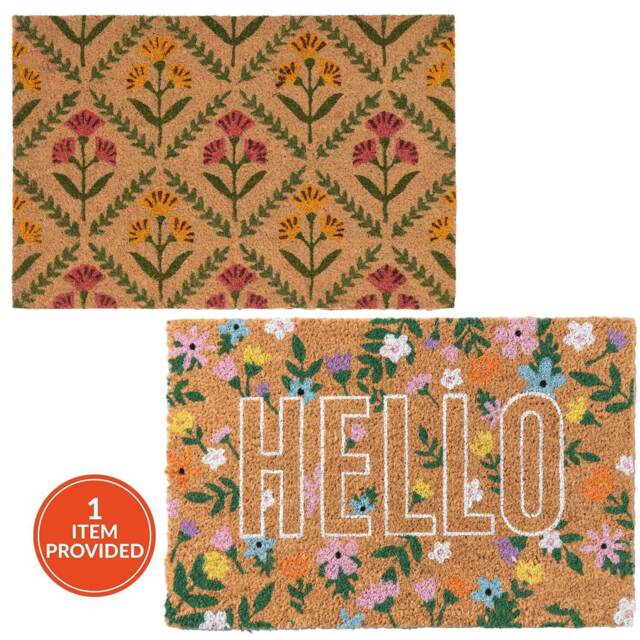 Printed Floral Coir Mat - image 1