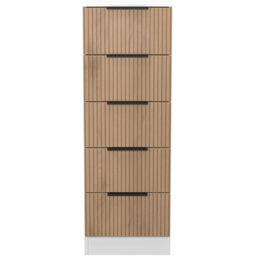 Crowndale Java Slatt Effect and White 5 Drawer Tall Chest of Drawers - thumbnail 2