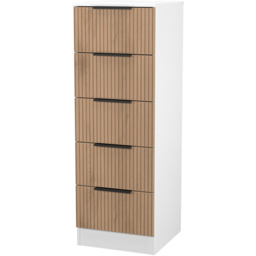 Crowndale Java Slatt Effect and White 5 Drawer Tall Chest of Drawers - thumbnail 4