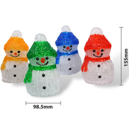 Xmas Haus 4 Piece 8 LED Acrylic Snowman Decoration Set - thumbnail 4
