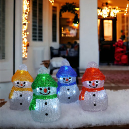 Xmas Haus 4 Piece 8 LED Acrylic Snowman Decoration Set - thumbnail 3