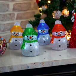 Xmas Haus 4 Piece 8 LED Acrylic Snowman Decoration Set