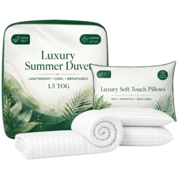 Opulent Home White Double Striped Summer Duvet Set 1.5 Tog - thumbnail 1
