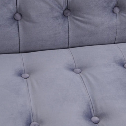 Comfy Living 3 Seater Plush Velvet Grey Sofa Bed with Gold Metal Legs - thumbnail 4