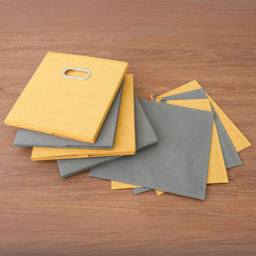 Home Source Large Grey and Yellow Fabric Cube Storage Box 4 Pack - thumbnail 4
