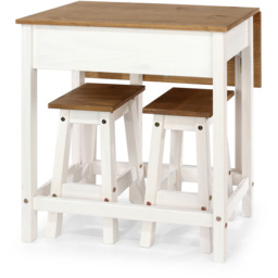 Corona 2 Seater Drop Leaf Breakfast Table Set White - thumbnail 4
