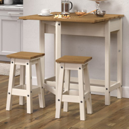 Corona 2 Seater Drop Leaf Breakfast Table Set White - thumbnail 1