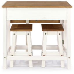 Corona 2 Seater Drop Leaf Breakfast Table Set White - thumbnail 2