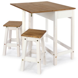 Corona 2 Seater Drop Leaf Breakfast Table Set White - thumbnail 3