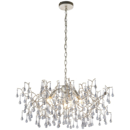 Merano Rimini Tinted Glass Aged Silver and Smokey Grey 4 Light Ceiling Pendant