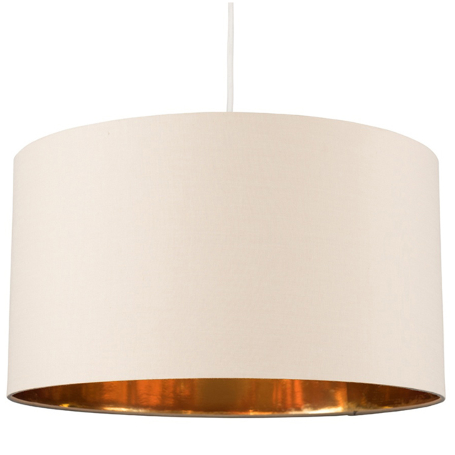 ValueLights Reni Beige and Metallic Gold Drum Ceiling Lamp Shade XL - image 1