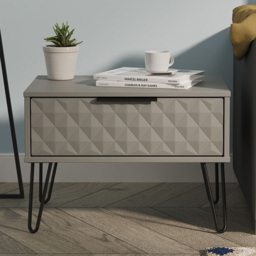 Crowndale Harlequin Single Drawer Dusk Grey Wide Side Table Ready Assembled