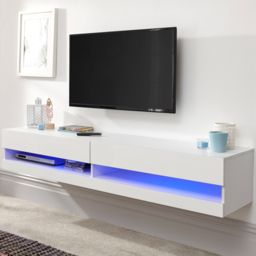 GFW Galicia White Medium Wall TV Unit with LED