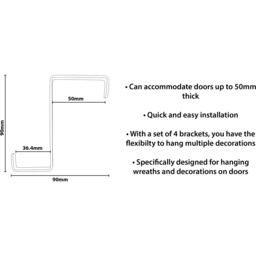 Xmas Haus Z Shaped White Door Hook 4 Pack - thumbnail 3