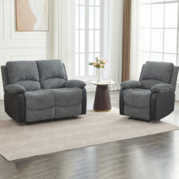 Langham 3 Seater Grey Manual Recliner Sofa Set - thumbnail 1