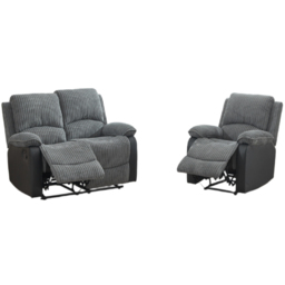 Langham 3 Seater Grey Manual Recliner Sofa Set - thumbnail 2