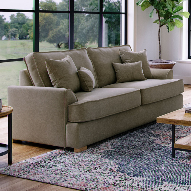Alba City 3 Seater Fossil Fabric Sofa - image 1