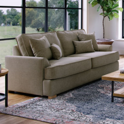 Alba City 3 Seater Fossil Fabric Sofa - thumbnail 1