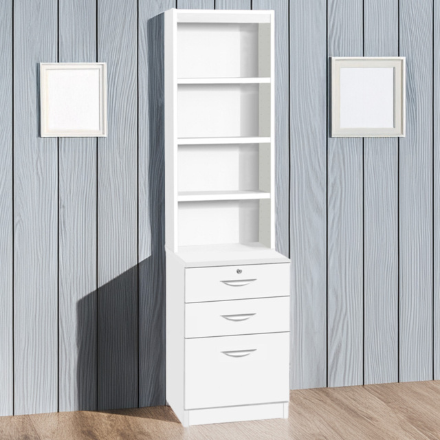 R White Cabinets White 3 Drawer 4 Shelf Filing Cabinet with Hutch - image 1