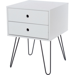 Telford 2 Drawer White Metal Legs Bedside Table - thumbnail 2