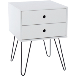Telford 2 Drawer White Metal Legs Bedside Table - thumbnail 3