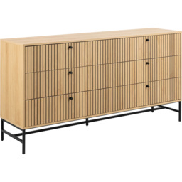 Florence Albany 6 Drawer Oak Wide Chest of Drawers with Black Legs - thumbnail 2