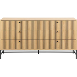 Florence Albany 6 Drawer Oak Wide Chest of Drawers with Black Legs - thumbnail 3