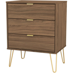 Crowndale Hong Kong 3 Drawer Carini Walnut Midi Chest of Drawers Ready Assembled - thumbnail 2