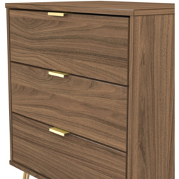 Crowndale Hong Kong 3 Drawer Carini Walnut Midi Chest of Drawers Ready Assembled - thumbnail 4