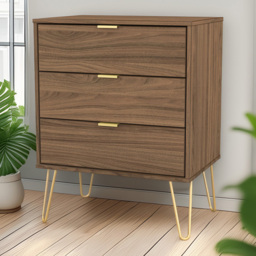 Crowndale Hong Kong 3 Drawer Carini Walnut Midi Chest of Drawers Ready Assembled