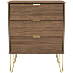 Crowndale Hong Kong 3 Drawer Carini Walnut Midi Chest of Drawers Ready Assembled - thumbnail 3