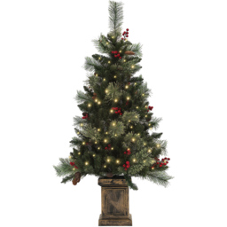 StarBright Pre-Lit Christmas Tree with Red berries and Pine Cones 4ft
