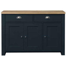 Highgate 3 Door 2 Drawer Navy and Oak Sideboard - thumbnail 2