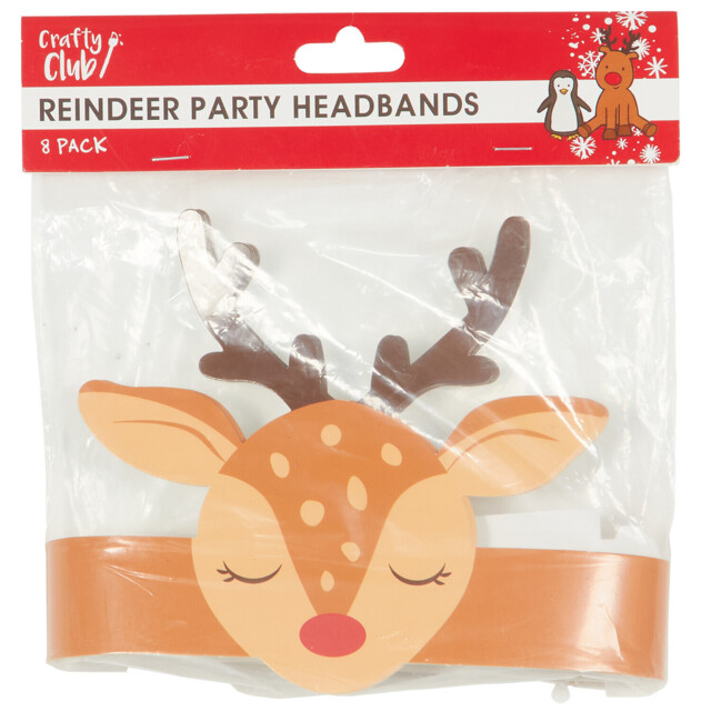 Pack of 8 Reindeer Party Headbands - Brown - image 1