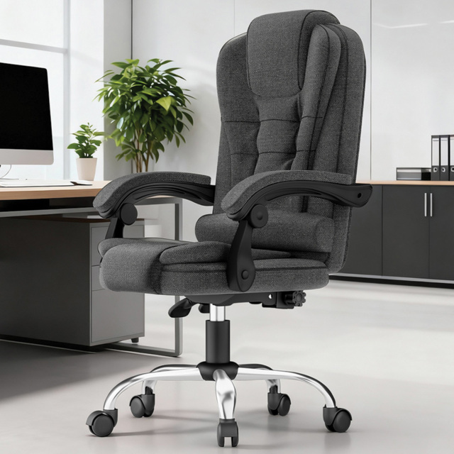 Rattrix Dark Grey Height Adjustable Swivel Office Chair with Large Padded Seat