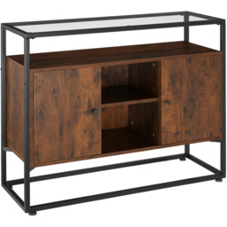 tectake Oldham Dark Wood 2 Compartment Sideboard - thumbnail 2