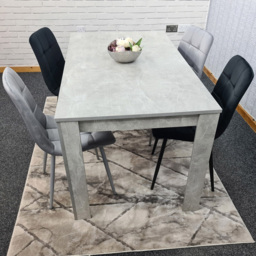 Portland Velvet 4 Seater Dining Set Stone Grey and Grey Black